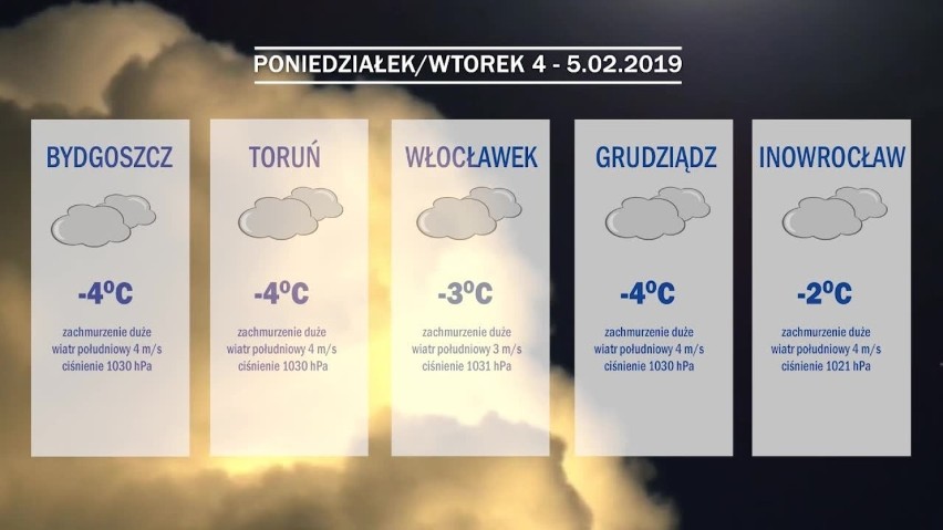 Prognoza pogody. Kujawsko-Pomorskie [noc 4/5 lutego + wtorek, 5 lutego]