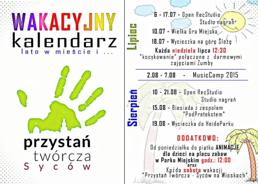 Przystań Twórcza Syców i jej wakacyjny kalendarz