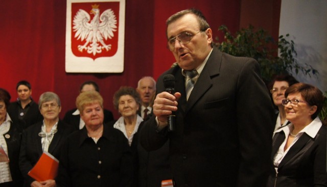Marian Grotowski podczas promocji powieści "Lesko" w muzeum