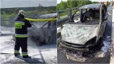 Stare Żukowiec. Pożar samochodu osobowego na autostradzie A4 pod Tarnowem. W akcji gaśniczej brały udział trzy zastępy straży pożarnej