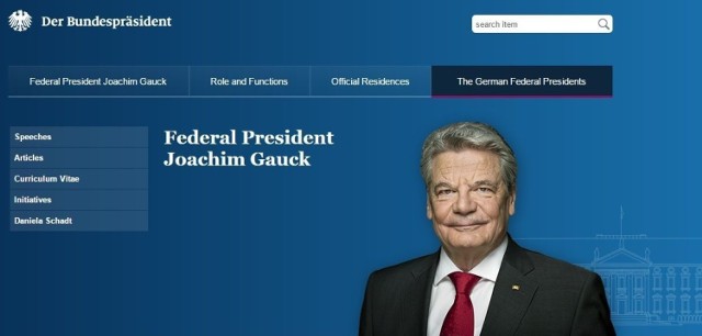 Skan oficjalnej strony Prezydenta Niemiec