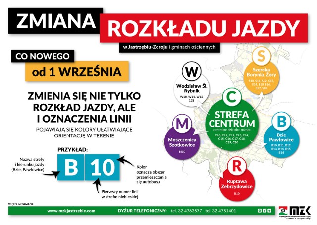 MZK Jastrzębie: od 1 września nowy rozkład, cennik i oznaczenia linii.