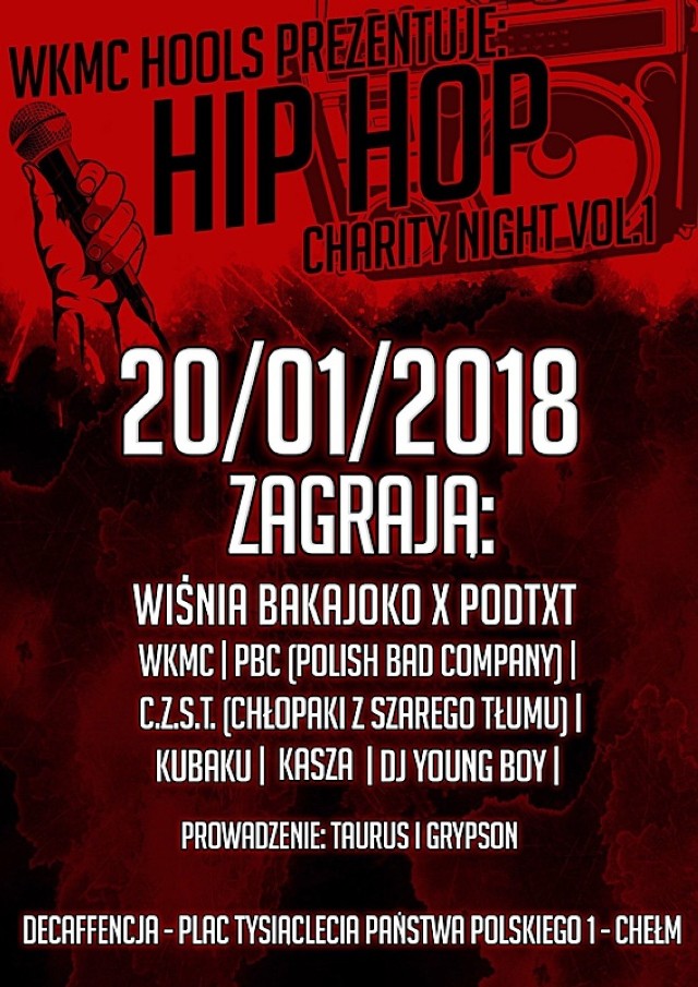 Chełm. Hip Hop Charity Night w Decaffencji koncert charytatywny