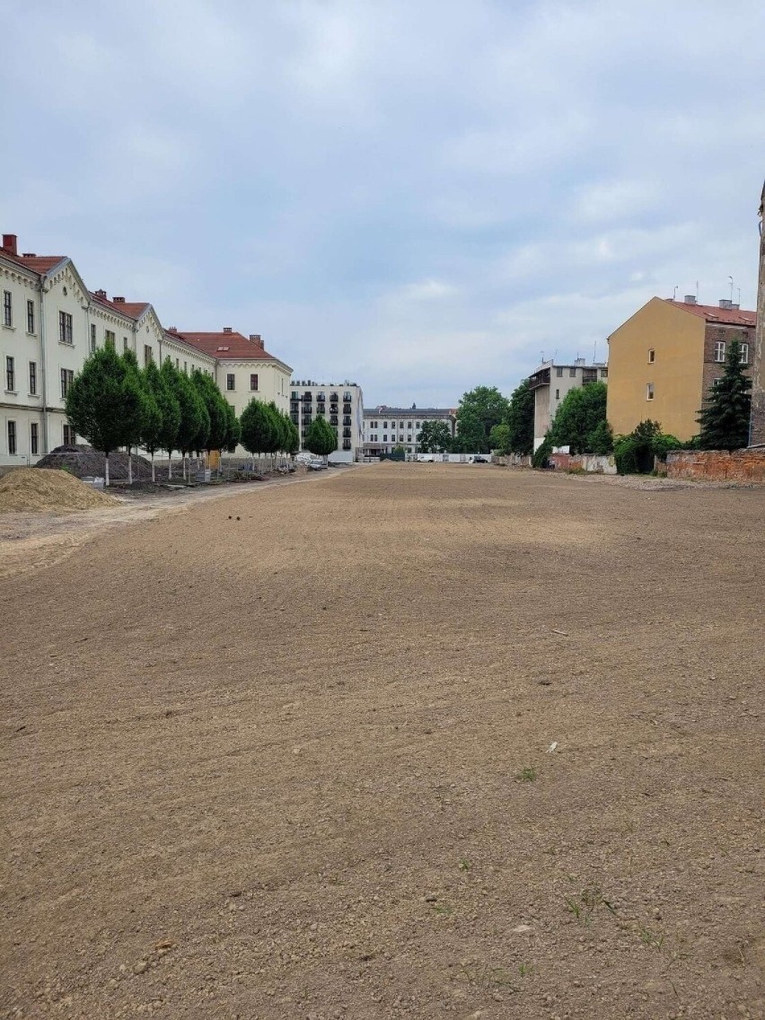 Kraków. Przy ulicy Karmelickiej był beton, zaorali i mamy... trawę!