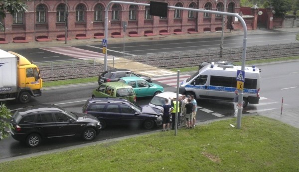 Z relacji świadków wypadku wynika, że kierowca nissana micry zatrzymała samochód przed przejściem dla pieszych, by przepuścić kobietę. Wtedy pozostałe samochody, których kierowcy najwyraźniej nie zachowali ostrożności, zderzyły się ze sobą. Na szczęście w wypadku nikt nie ucierpiał. 

Więcej zdjęć: Karambol na Kopcińskiego