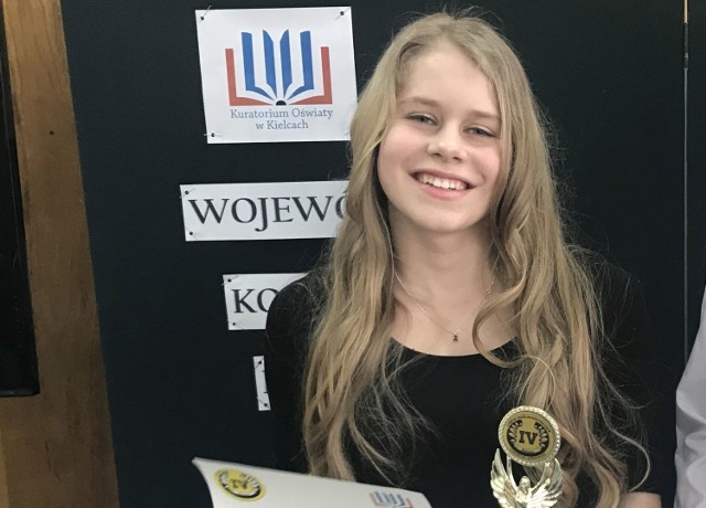 Michalina Ryńska ze Szkoły Podstawowej numer 2 w Jędrzejowie laureatką I miejsca w konkursie literackim "O Złote pióro" w Kielcach.