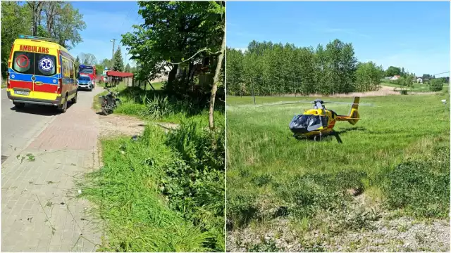 Na miejscu lądował śmigłowiec LPR, który zabrał rannego motocyklistę do szpitala w Tarnowie