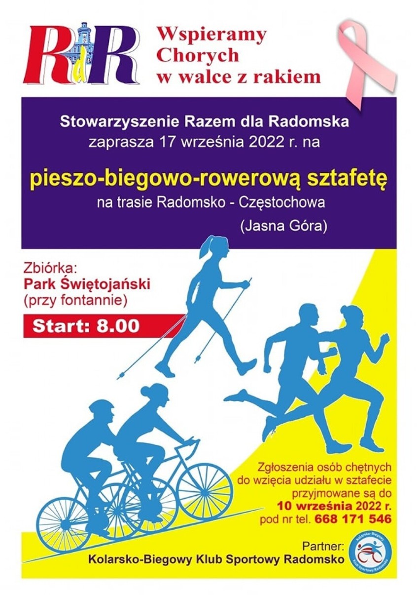 Stowarzyszenie Razem dla Radomska zaprasza na pieszo-biegowo-rowerową sztafetę