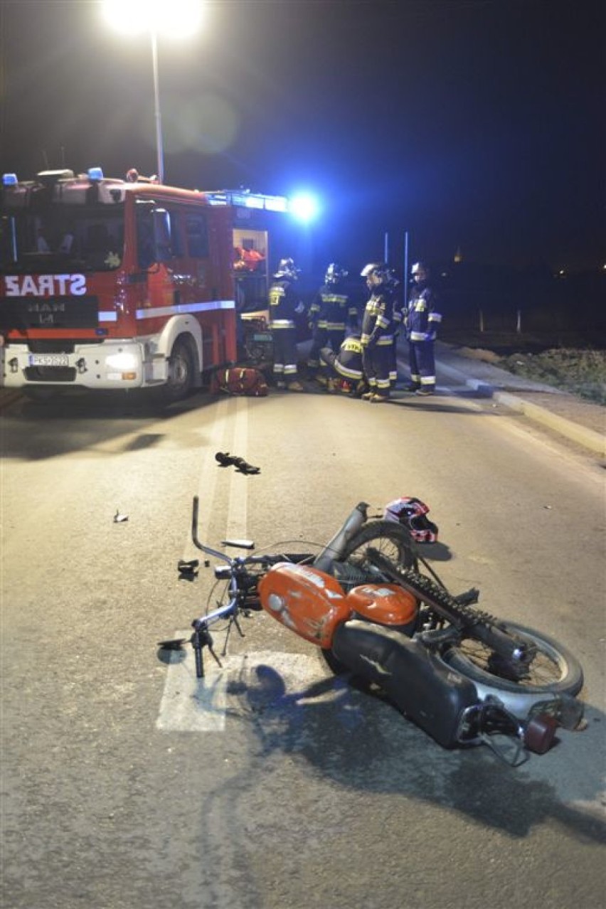 KOSZANOWO. Wypadek z udziałem motocykla [ZDJĘCIA]