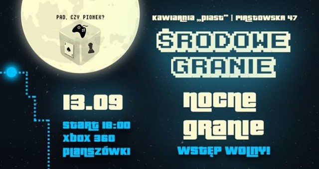 Zapraszamy na wakacyjną odsłonę środowego grania w KAWIARNI PIAST! Do waszej dyspozycji będą, 2 sale i dobrze wyposażony barek ze studenckimi cenami, 2 konsole Xbox 360 oraz najlepsze tytuły gier planszowych!

Gdzie? KAWIARNIA PIAST, Kraków, ul. Piastowska 47
Kiedy? godz. 18:00, 13 września
Za ile? wstęp wolny