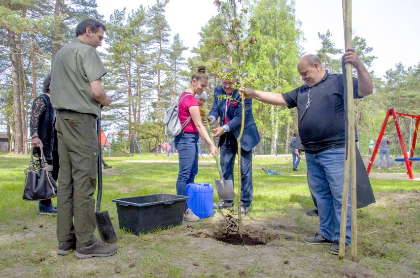 Otwarcie nowego placu zabaw w Borowie z symbolicznym posadzeniem drzewek ZDJĘCIA
