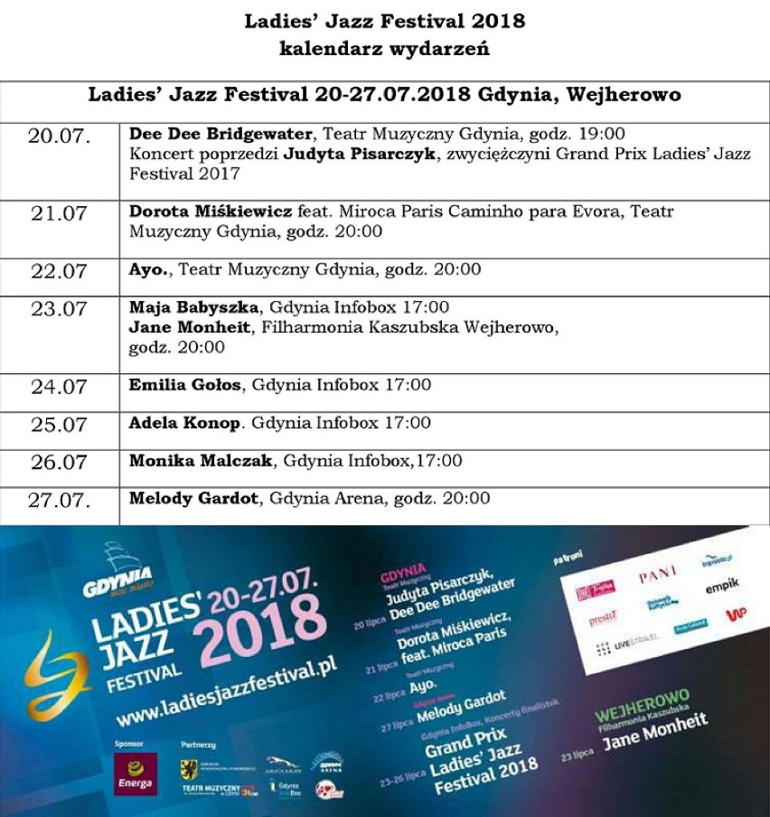 XIV edycja Ladies Jazz Festival 2018 w Gdyni i Wejherowie. Festiwal rusza już 20 lipca [program,konkurs]