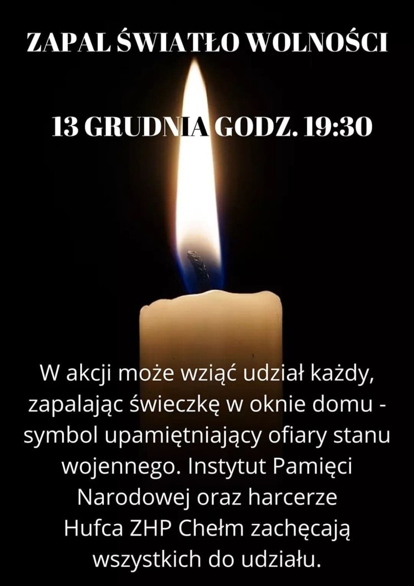 Chełm. Zapal Światło Wolności - kampania społeczna upamiętniająca ofiary stanu wojennego