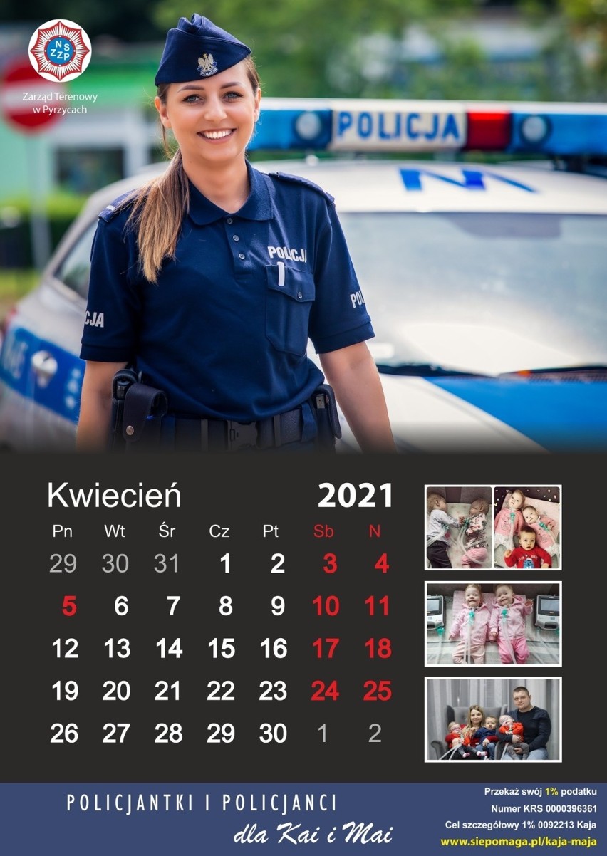 Wyjątkowy kalendarz dla bardzo chorych bliźniaczek Kai i Mai z Pyrzyc od zachodniopomorskich policjantów