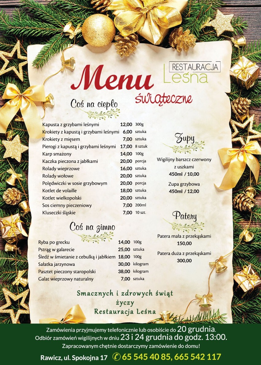Świąteczne menu w Restauracji Leśnej