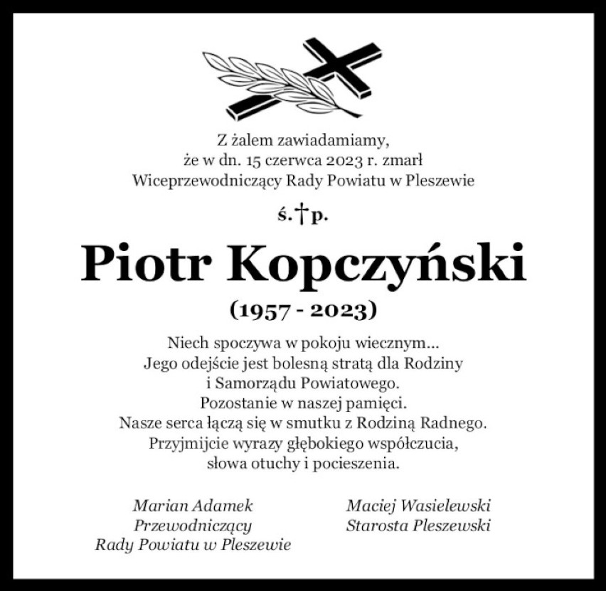 15 czerwca 2023 roku w wieku 66 lat zmarł Piotr Kopczyński,...