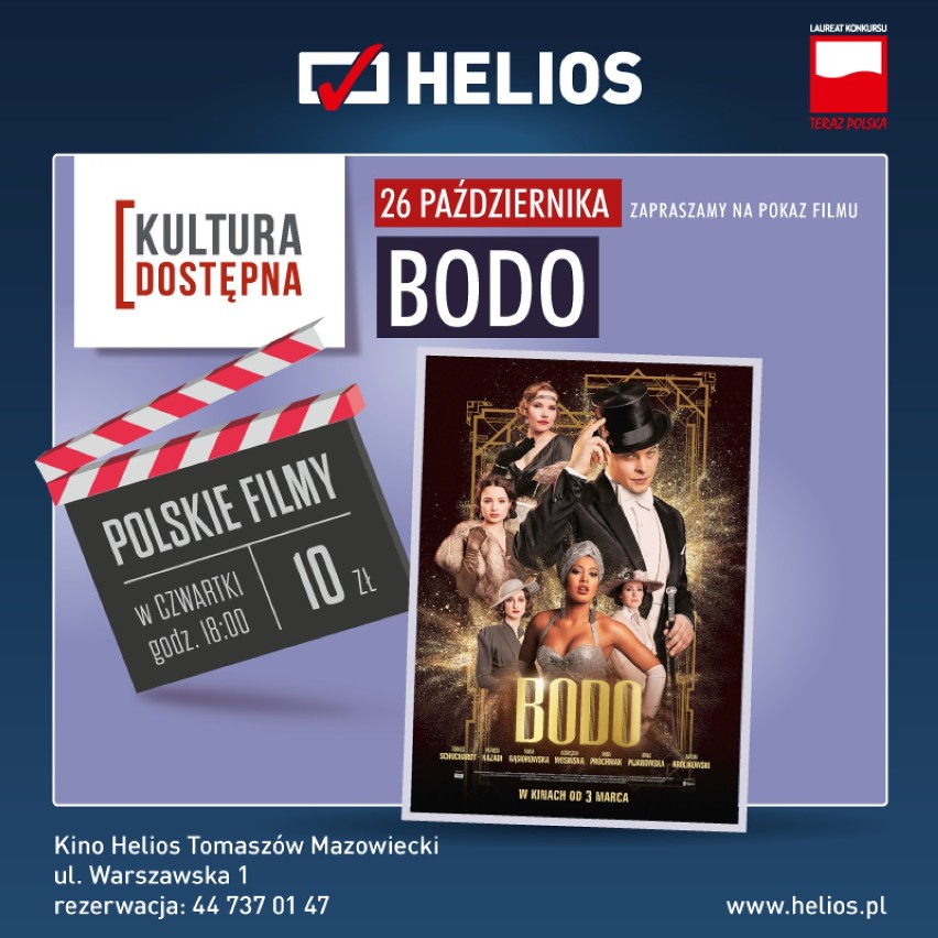 Kino  Helios w Tomaszowie  zaprasza na Kino  Konesera i seans w cyklu Kultura dostępna