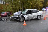 Czołowe zderzenie na w gminie Łęczyce z kierowcą bez prawa jazdy [ZDJĘCIA, AKTUALIZACJA]