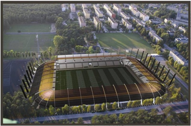 Projekt stadionu w Stalowej Woli, miasta o porównywalnej ze Stargardem liczbie mieszkańców (65.000). źródło: http://stadiony.net/
