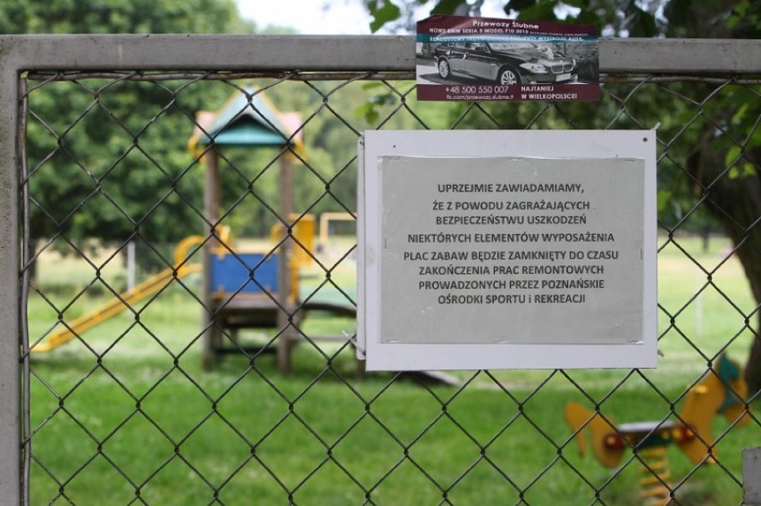 Plac zabaw przy plaży w Strzeszynku jest zamknięty