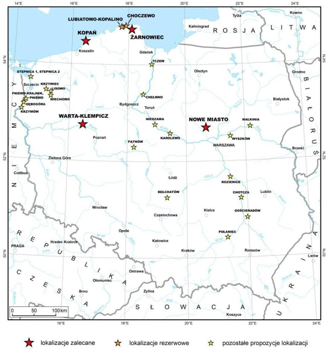 Potencjalne lokalizacje elektrowni atomowych w Polsce