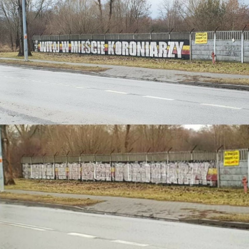Kibice Wisły zniszczyli w Kielcach grafitti Korony!