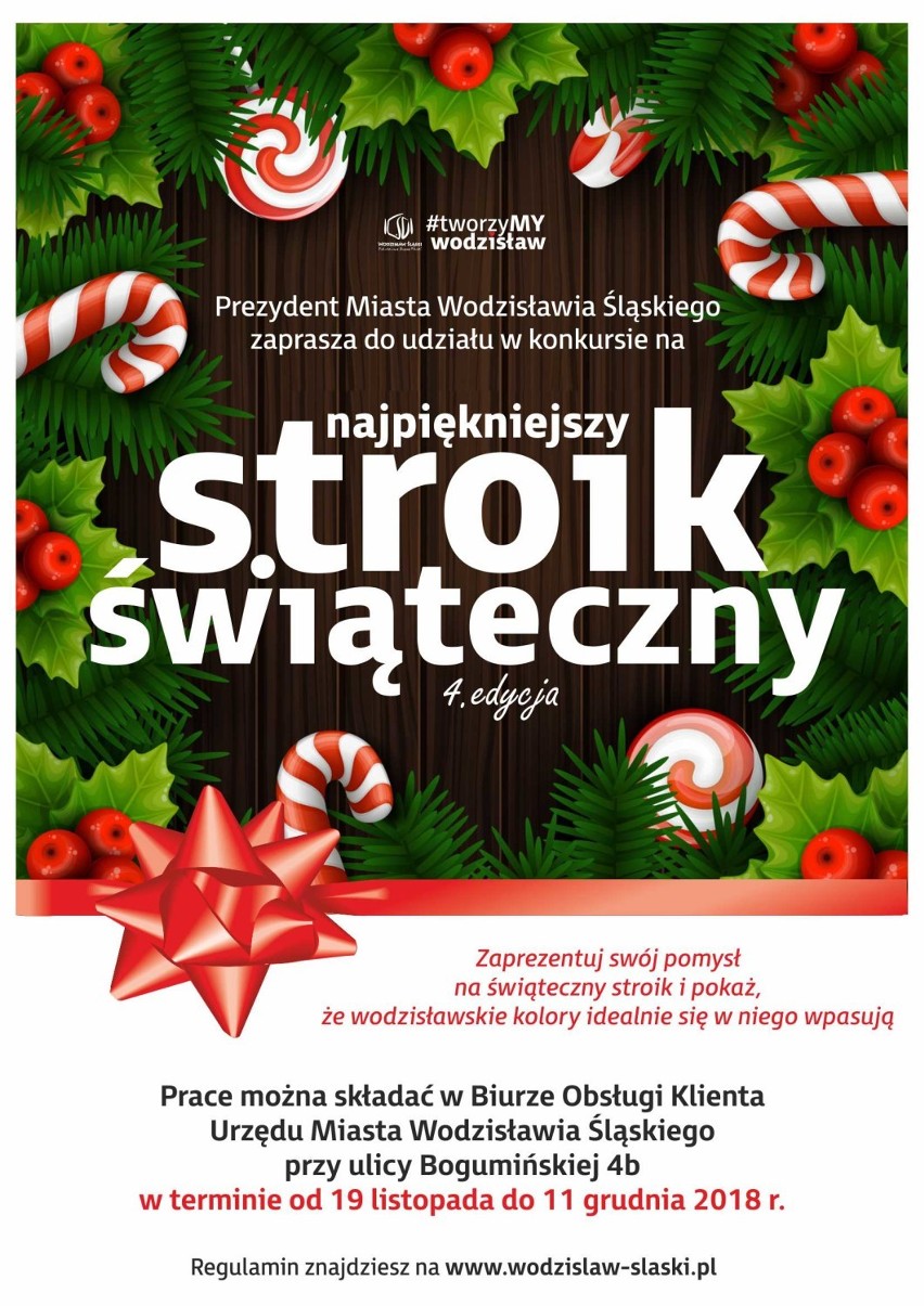 Wodzisław: miasto zaprasza do udziału w konkursie na najpiękniejszy stroik świąteczny