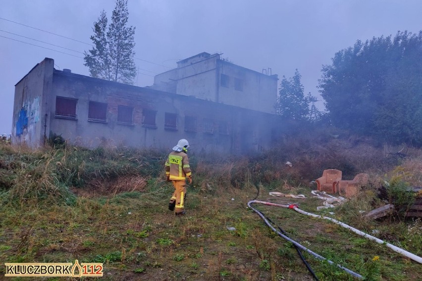 Pożar w nastawni PKP w Kuniowie koło Kluczborka.