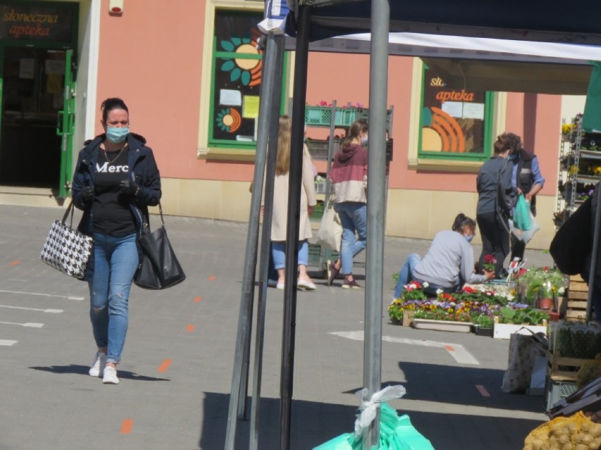 Wadowice. Tymczasowe targowisko na pl. Kościuszki