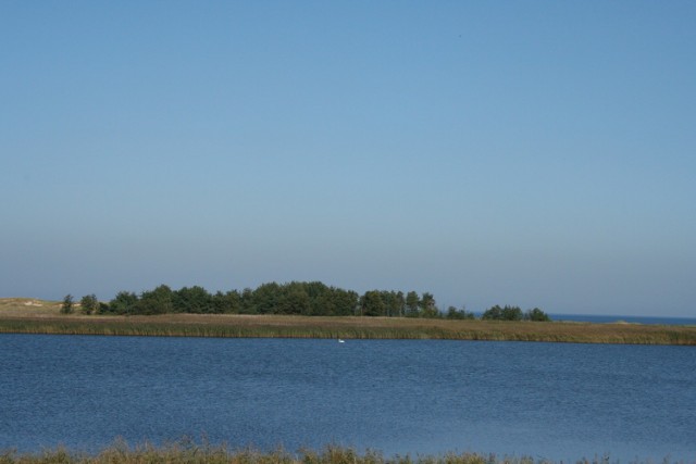 Widok na jezioro Ptasi Raj i Zatokę Gdańską fot. Ewa Kowalska