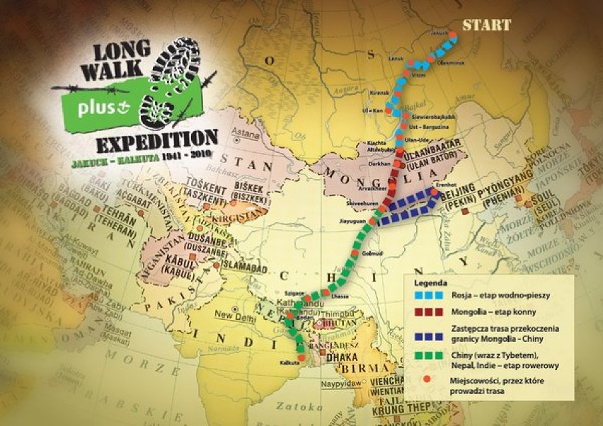 Trasa wyprawy "Long Walk Plus Expedition"