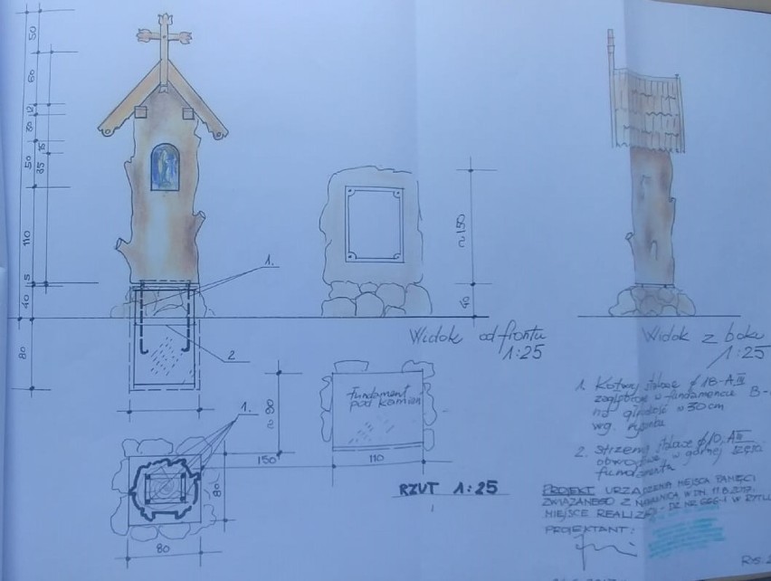 Strona z projektu utworzenia Miejsce Pamięci Nawałnicy z...