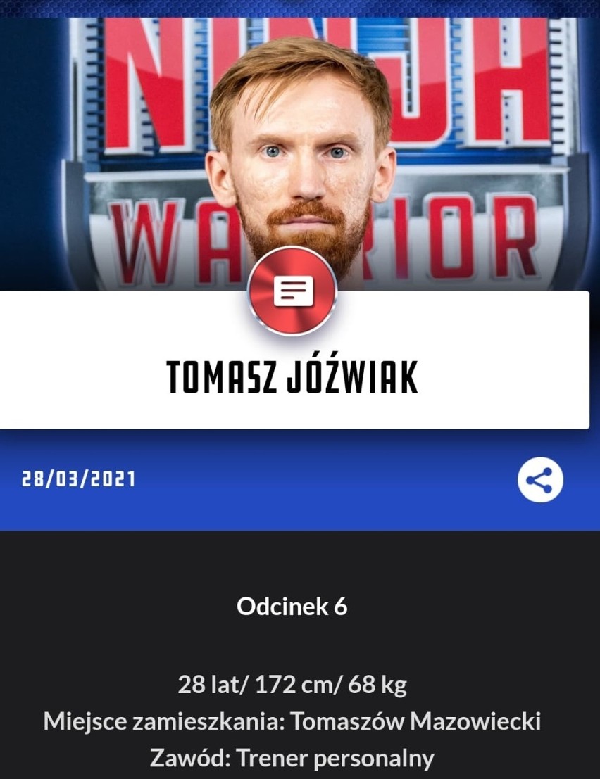 Tomaszowianin Tomasz Jóźwiak w Ninja Warrior Polska. Jak mu poszło na torze przeszkód? [ZDJĘCIA]