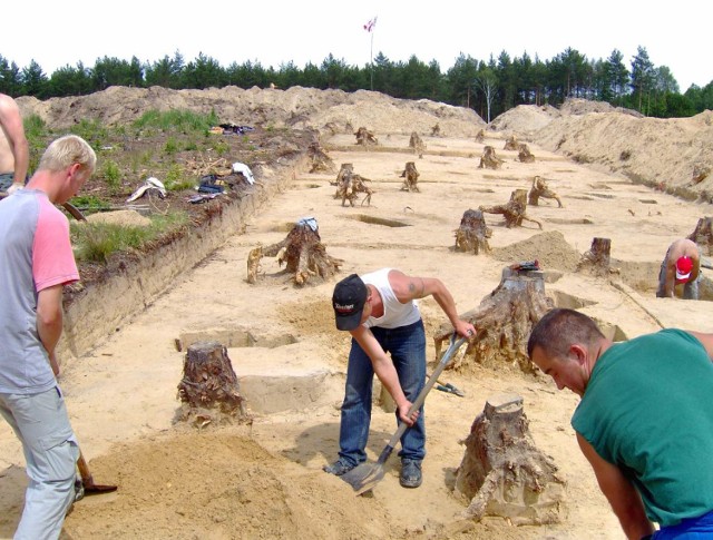 Kadry z odkrywkowych prac archeologów na obszarach objętych planami budowy autostrady A-2 w rejonie Świebodzina. W Myszęcinie, na wielu działkach badawczych, teren przypominał iście księżycowy krajobraz