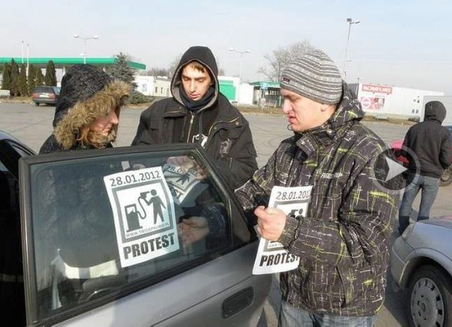 Migawka ze styczniowego protestu paliwowego w Inowrocławiu.
