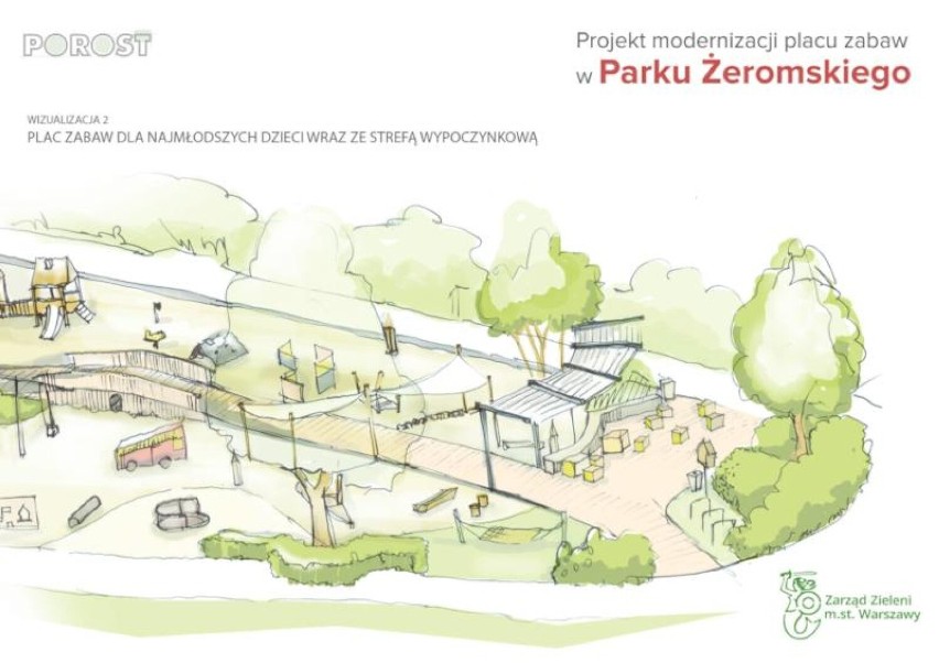 Zabytkowy park Żeromskiego zyska nowy plac zabaw. Zielone serce Żoliborza zmieni się nie do poznania
