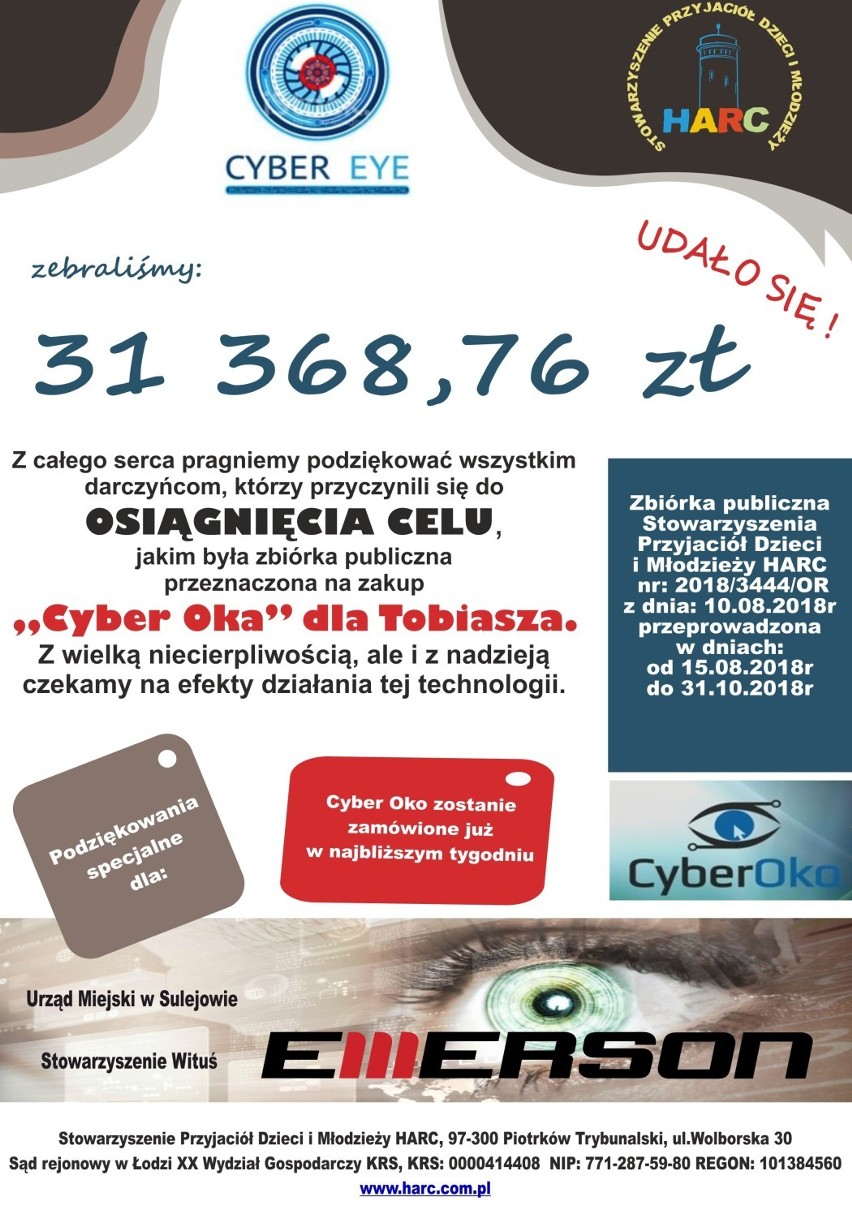 Zbiórka na Cyber Oko dla Tobiasza z Włodzimierzowa...