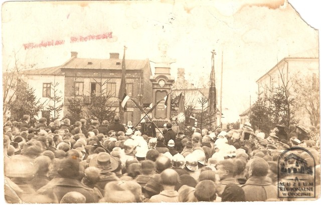 Uroczystości odsłonięcie pomnika Tadeusza Kościuszki, Opoczno,1917 r.