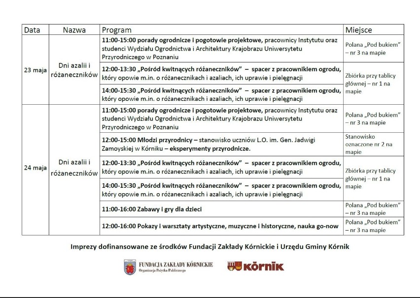 Dni Azalii i Różaneczników w Kórniku 
23-24 maja 

 Sobota,...