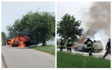 Groźny pożar samochodu marki BMW pod Włocławkiem [zdjęcia]