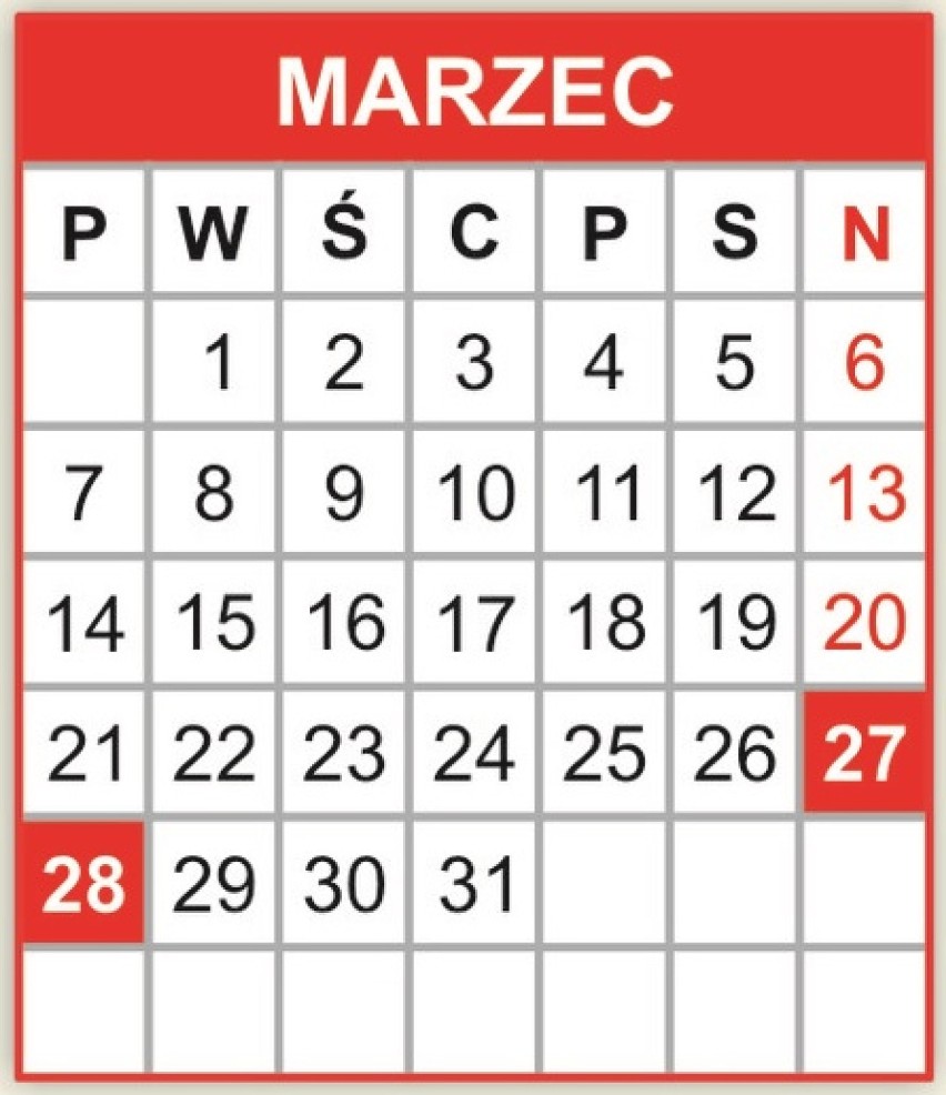 Wielkanoc: 26-28 marca (sobota-poniedziałek), 3 dni...