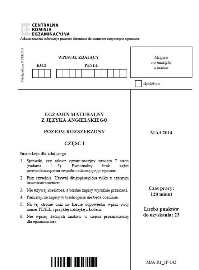 Matura 2014: język angielski. Zobacz arkusze i przykładowe odpowiedzi testu maturalnego z języka angielskiego na poziomie rozszerzonym.