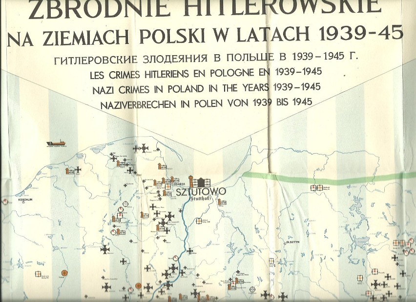 Fragment mapy obrazującej zbrodnie hitlerowskie na ziemiach...