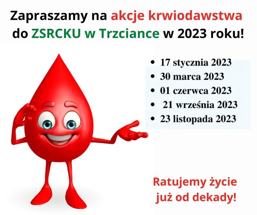 Zespół Szkół RCKU w Trzciance (gmina Kuślin), zaprasza na kolejnej już akcji oddawania krwi. Kiedy i gdzie, podzielisz się cennym darem? 