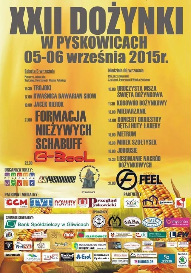 Plakat XXII Dozynek w Pyskowicach 2015