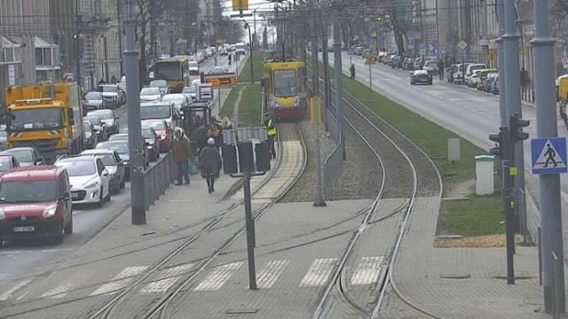 Na al. Kościuszki, w kierunku Legionów, przez ok. godzinę nie kursowały tramwaje