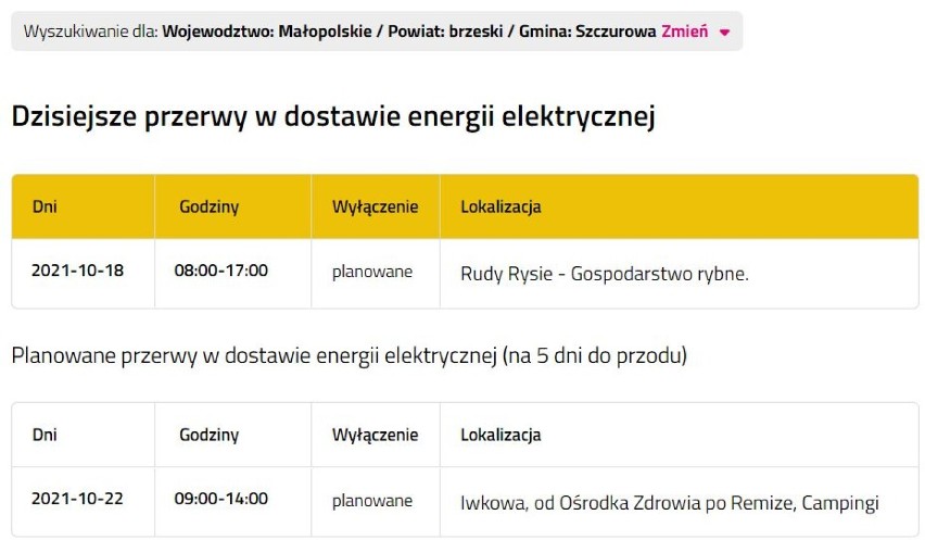 Wyłączenia prądu w powiecie bocheńskim i brzeskim,...