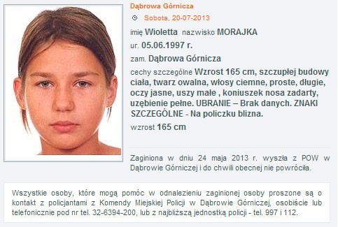 Wioletta  MORAJKA
ur. 05.06.1997 r.
zam. Dąbrowa Górnicza
