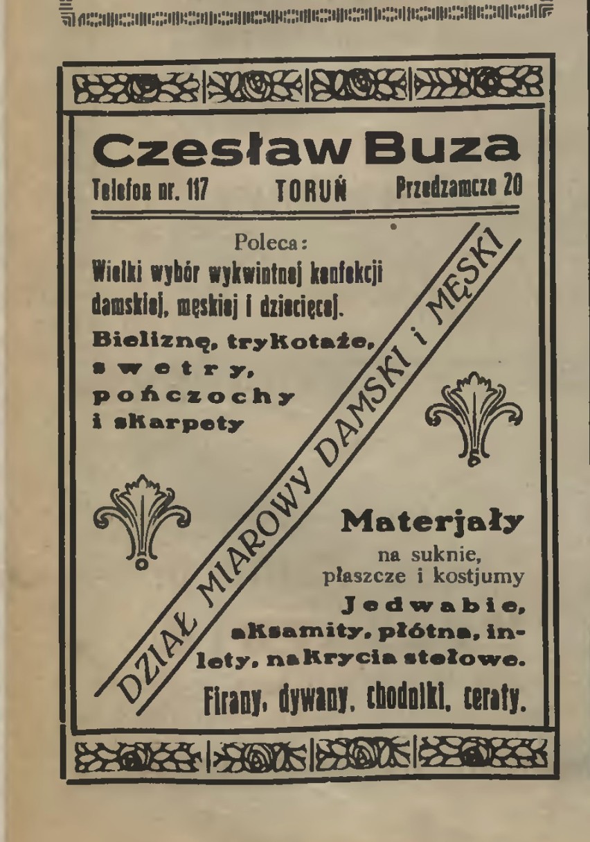 Reklama w książce adresowej Torunia, 1932 r.