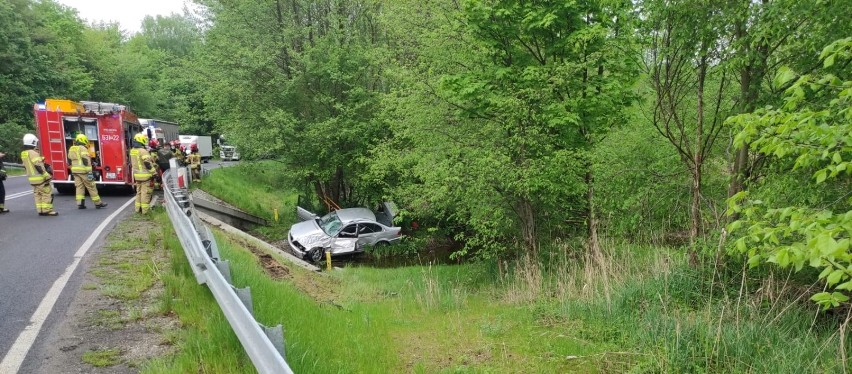 Gmina Wągrowiec. Wypadek. Samochód wypadł z drogi! 